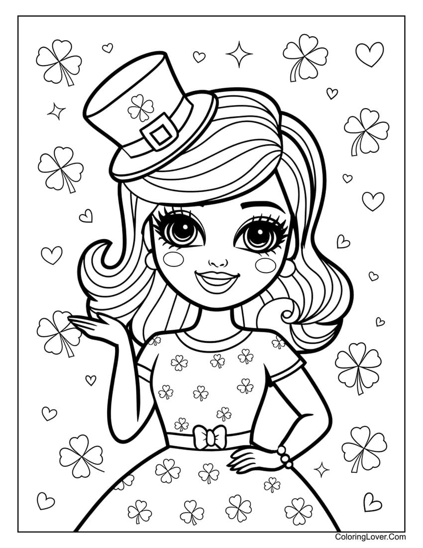 Cute Barbie St. Patrick’s Day coloring page