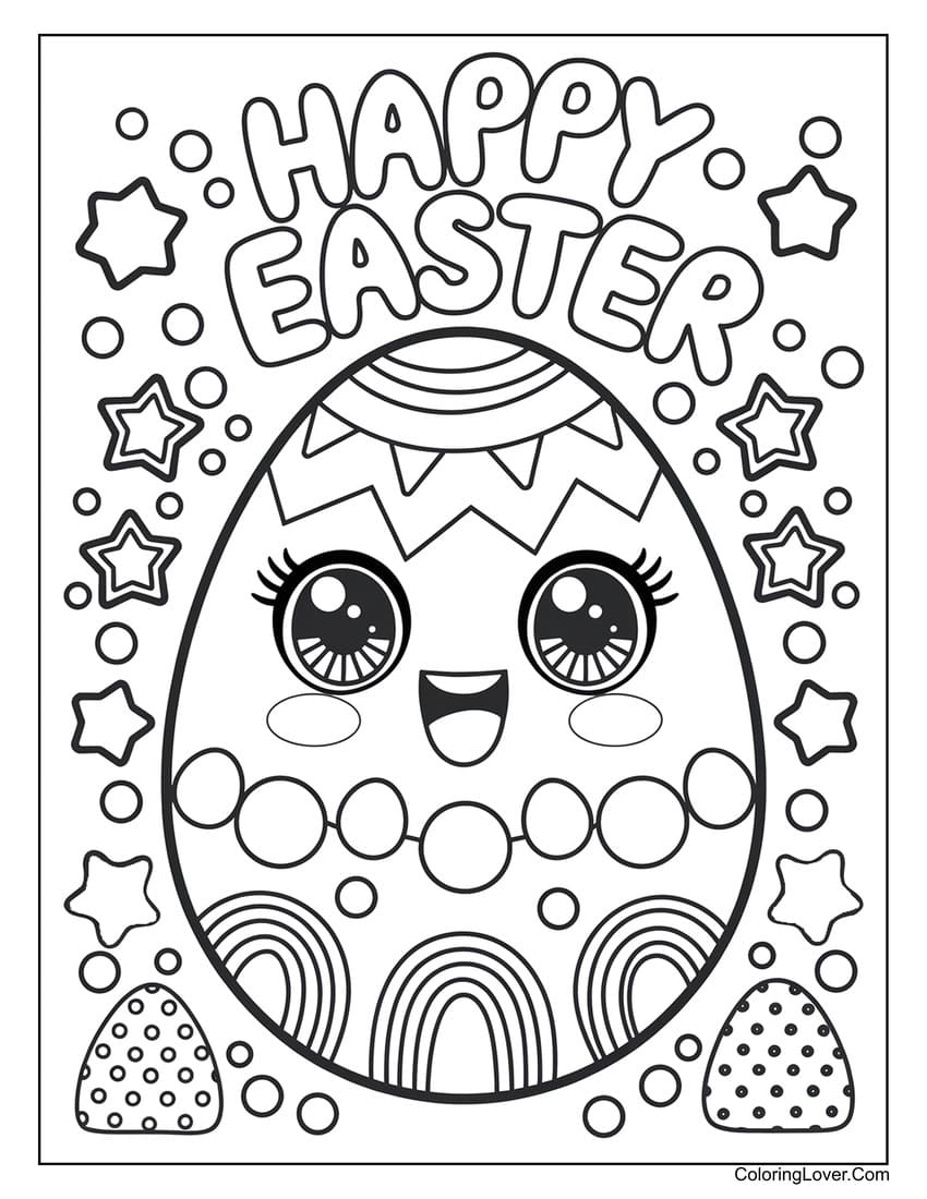 Decorated cute Easter egg coloring page