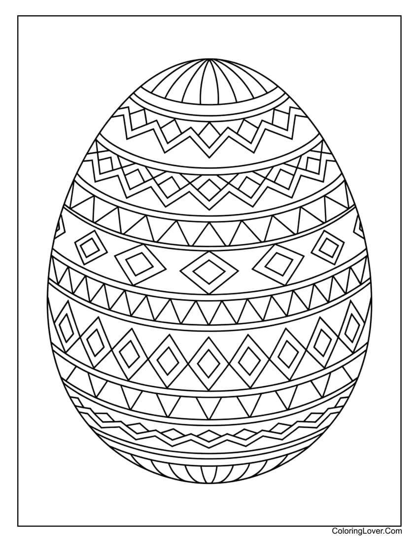 Decorative mandala Easter egg coloring sheet for adults