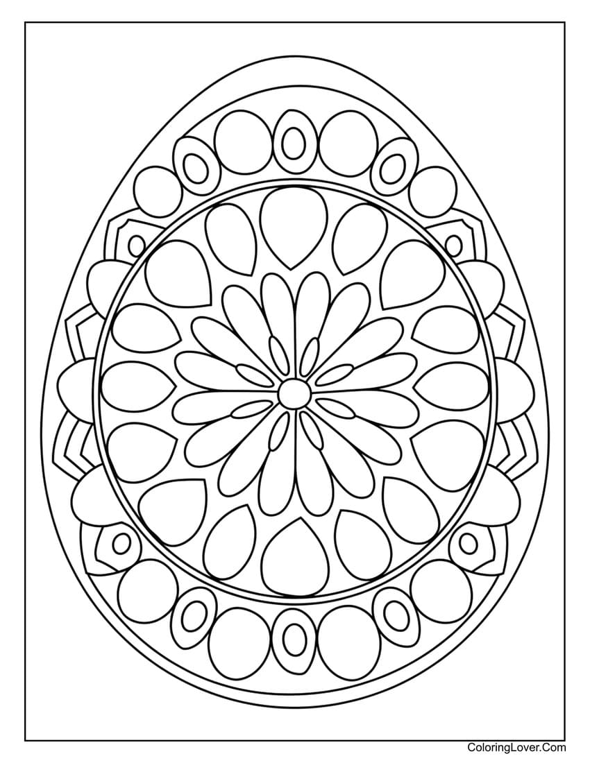 Detailed Easter egg for adults coloring page