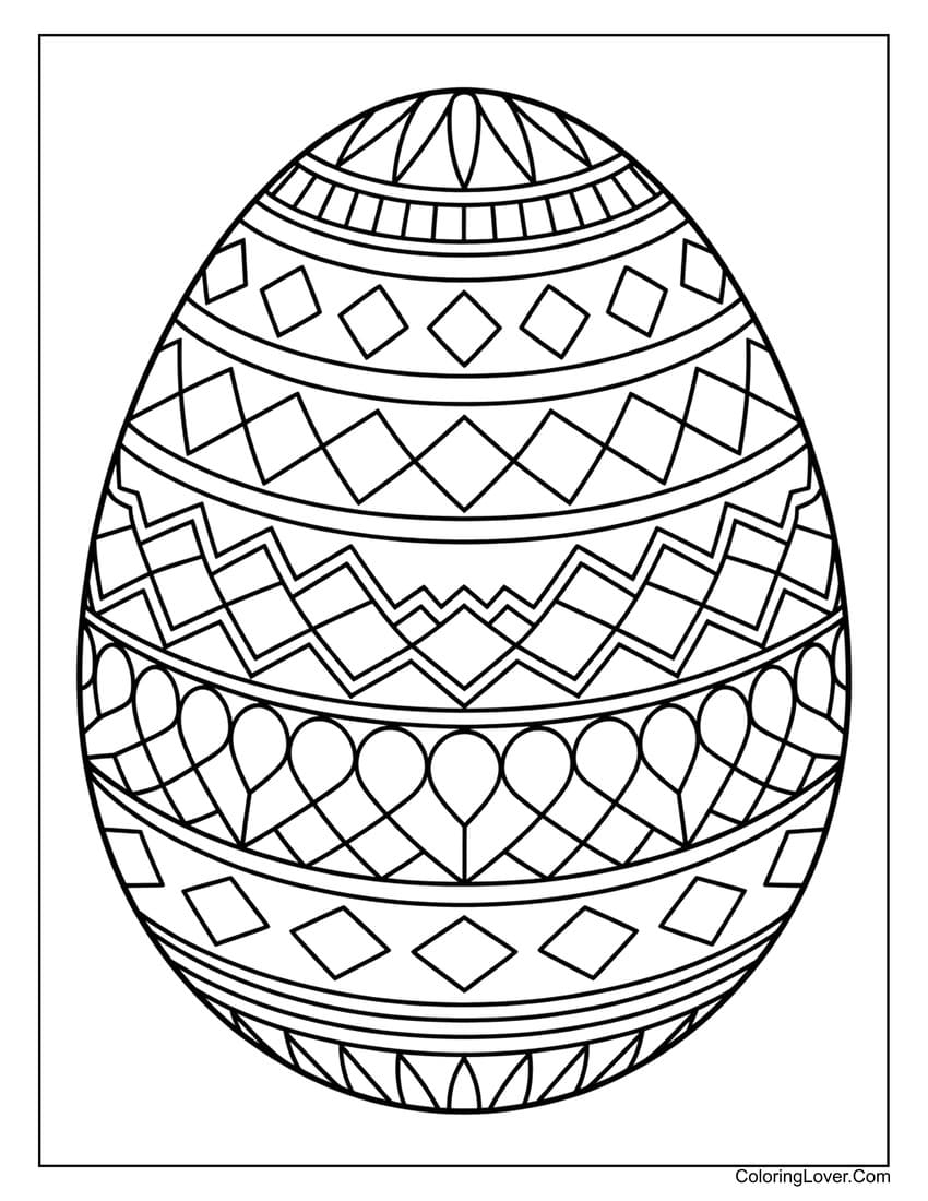 Floral mandala Easter egg coloring sheet for adults