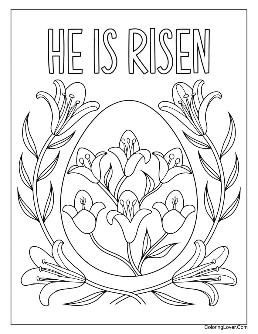 He is risen Easter lily coloring page