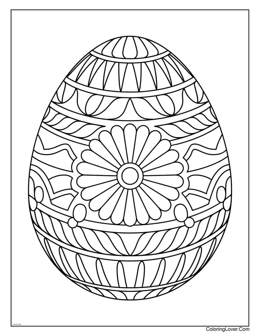 Intricate Easter egg mandala coloring page for adults