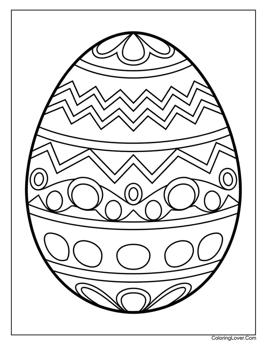 Preschool-friendly Easter egg with circles coloring page
