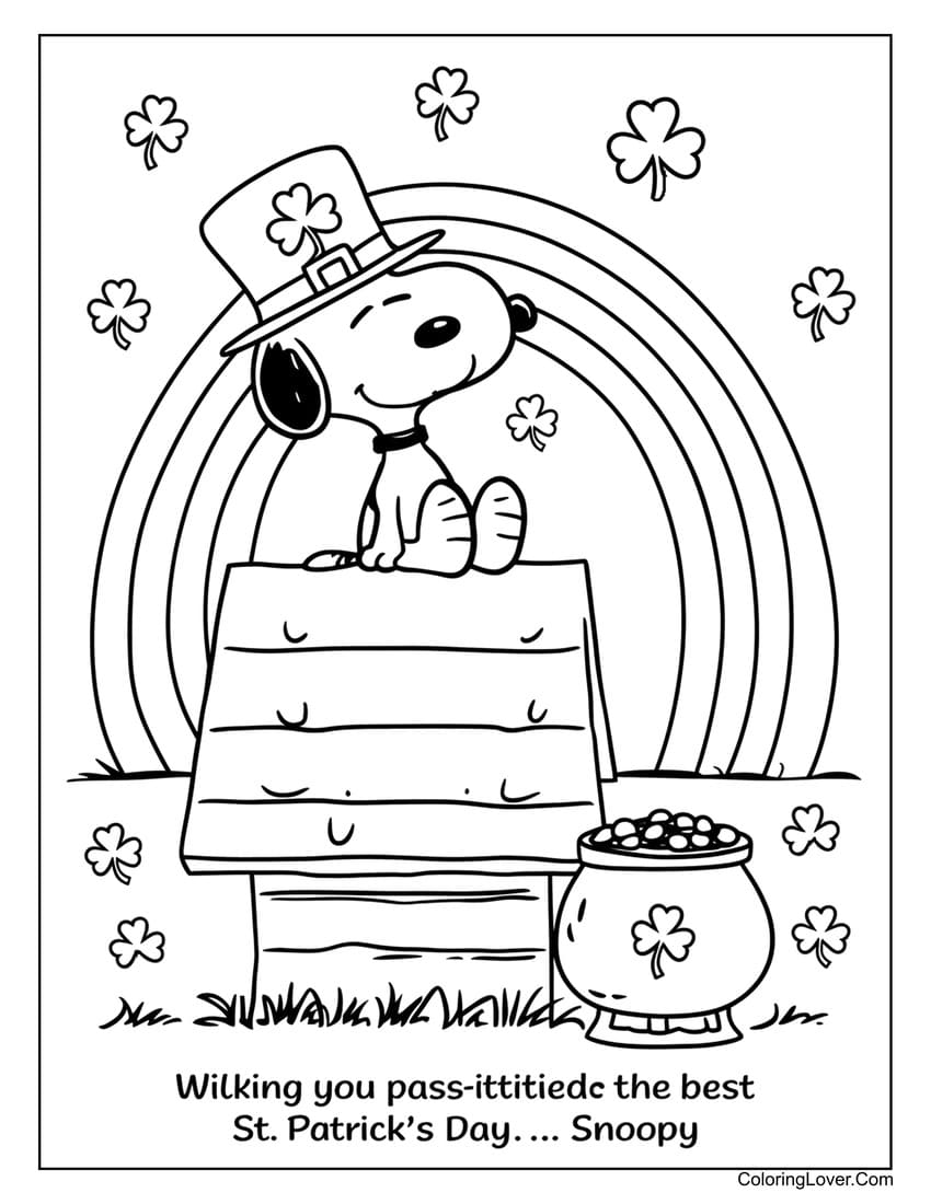 Snoopy St. Patrick’s Day coloring page