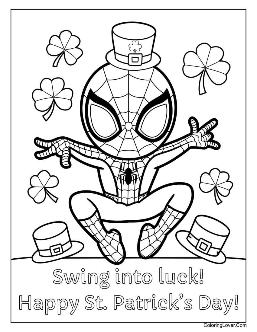 Spider-Man lucky St. Patrick’s coloring page