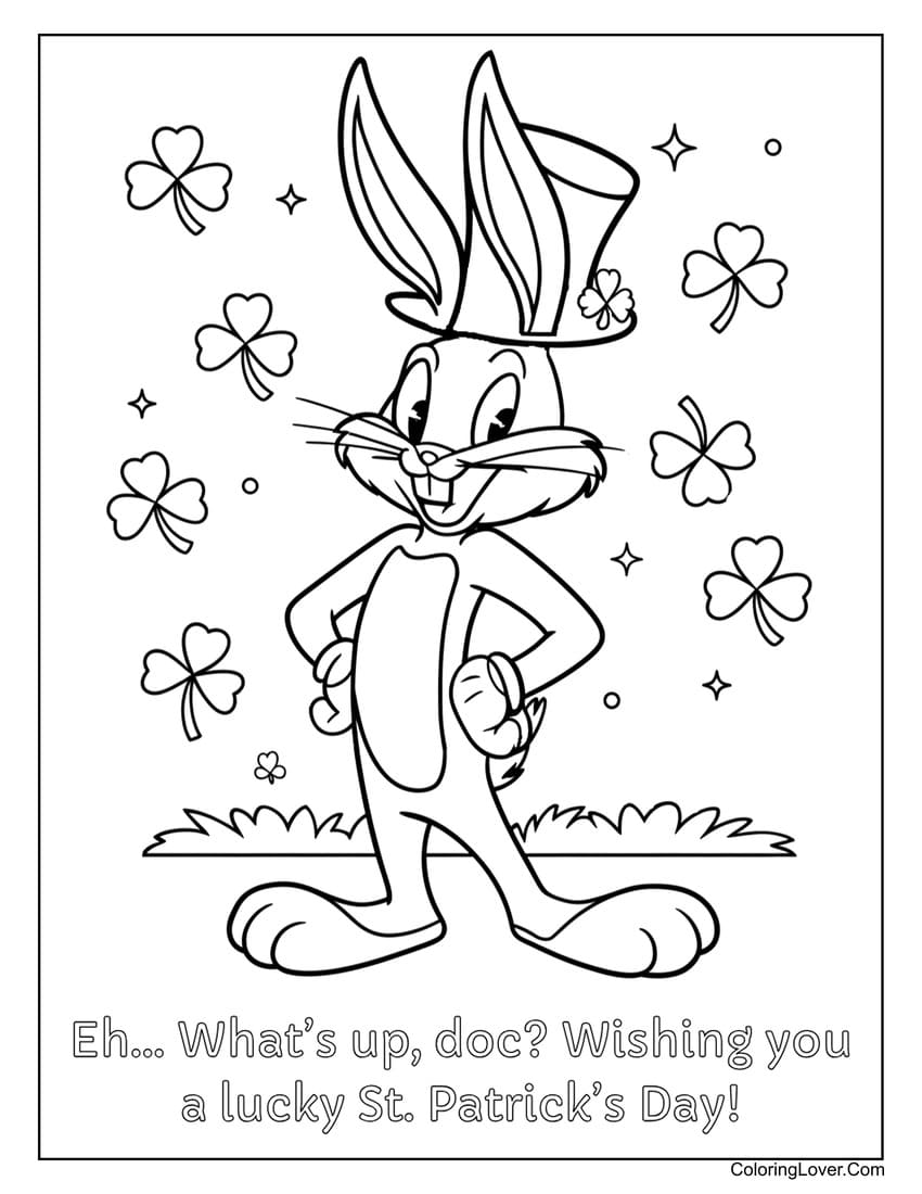 St. Patrick’s Day Bugs Bunny coloring page