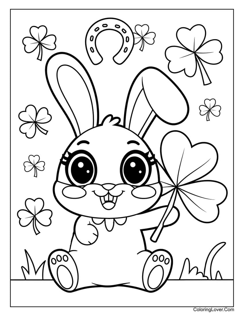 St. Patrick’s Day lucky bunny coloring page