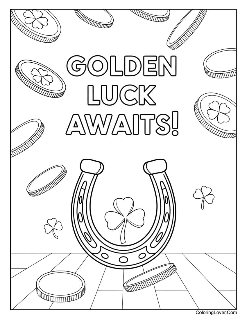 St. Patrick’s Day lucky horseshoe coloring page
