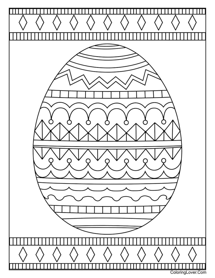 Traditional decorative Easter egg coloring page