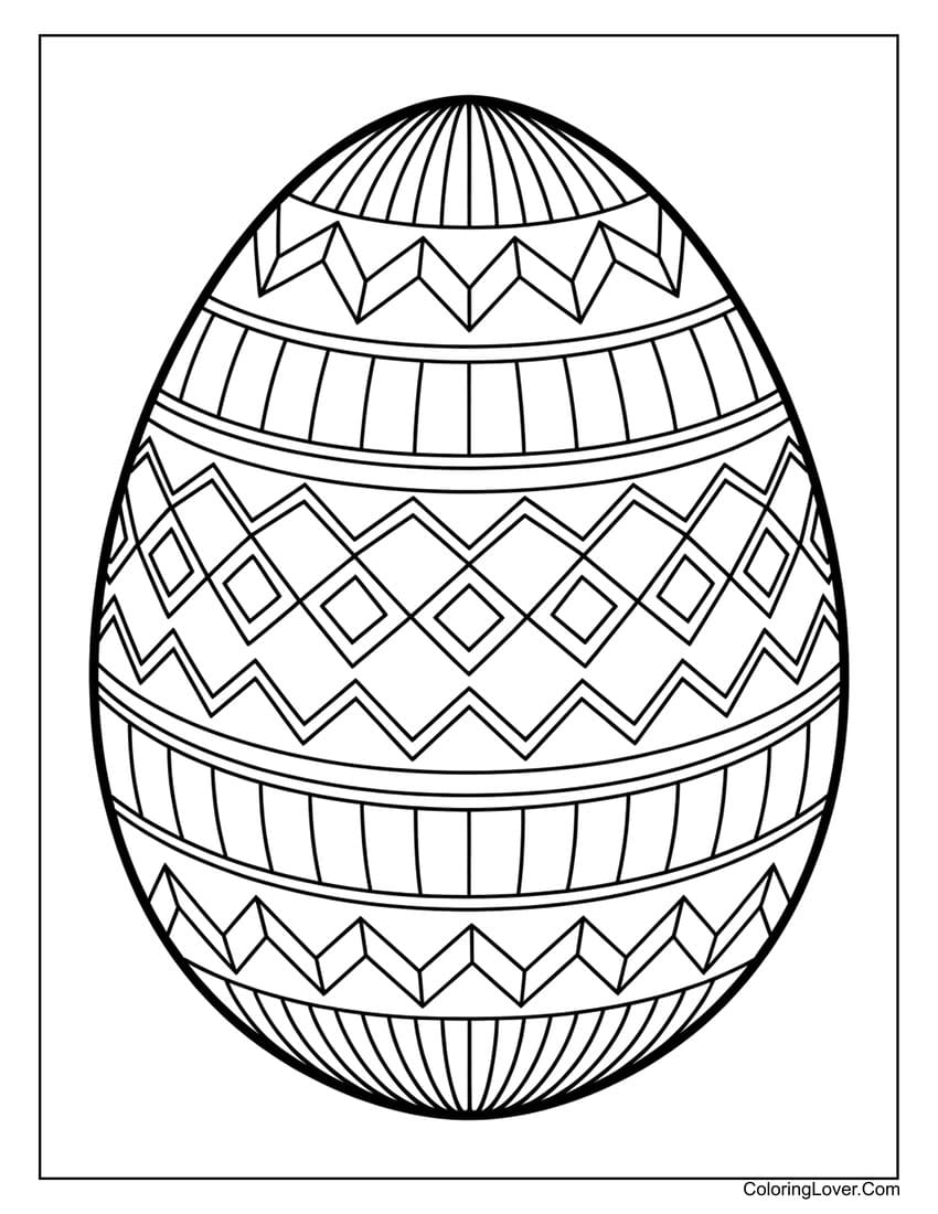 Zen-style Easter egg mandala coloring page