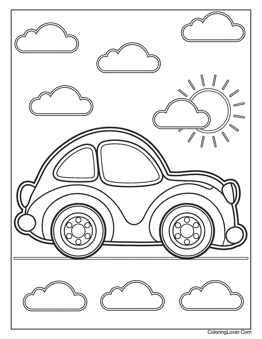 Fun car coloring sheet for young children
