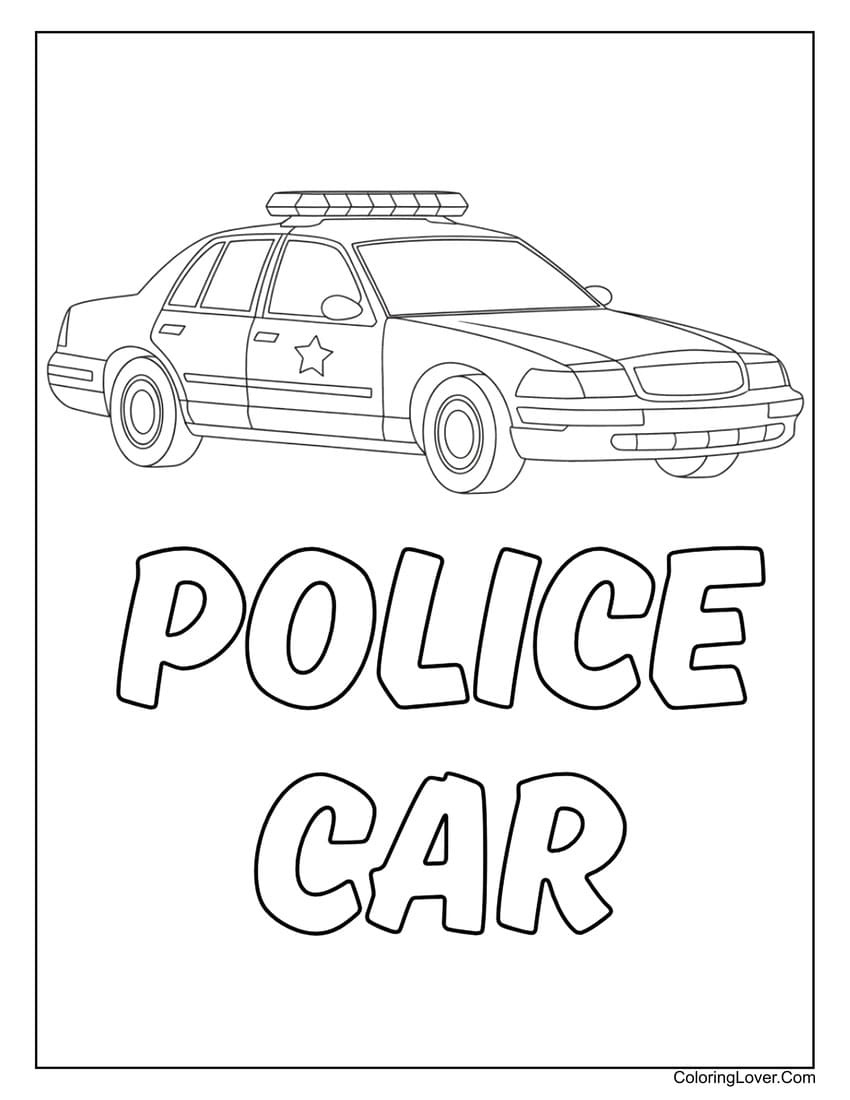 Police car with sirens ready for patrol coloring page