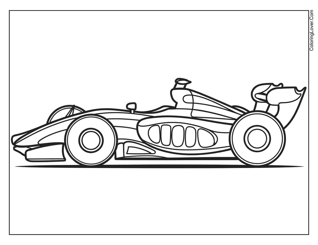 Race car with vintage open-wheel design coloring page